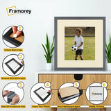 Square Size Thin Matt Dark Grey Picture Frames With Ivory Mount