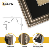 Square Size Gun Metal Shabby Picture Frame With Black Mount