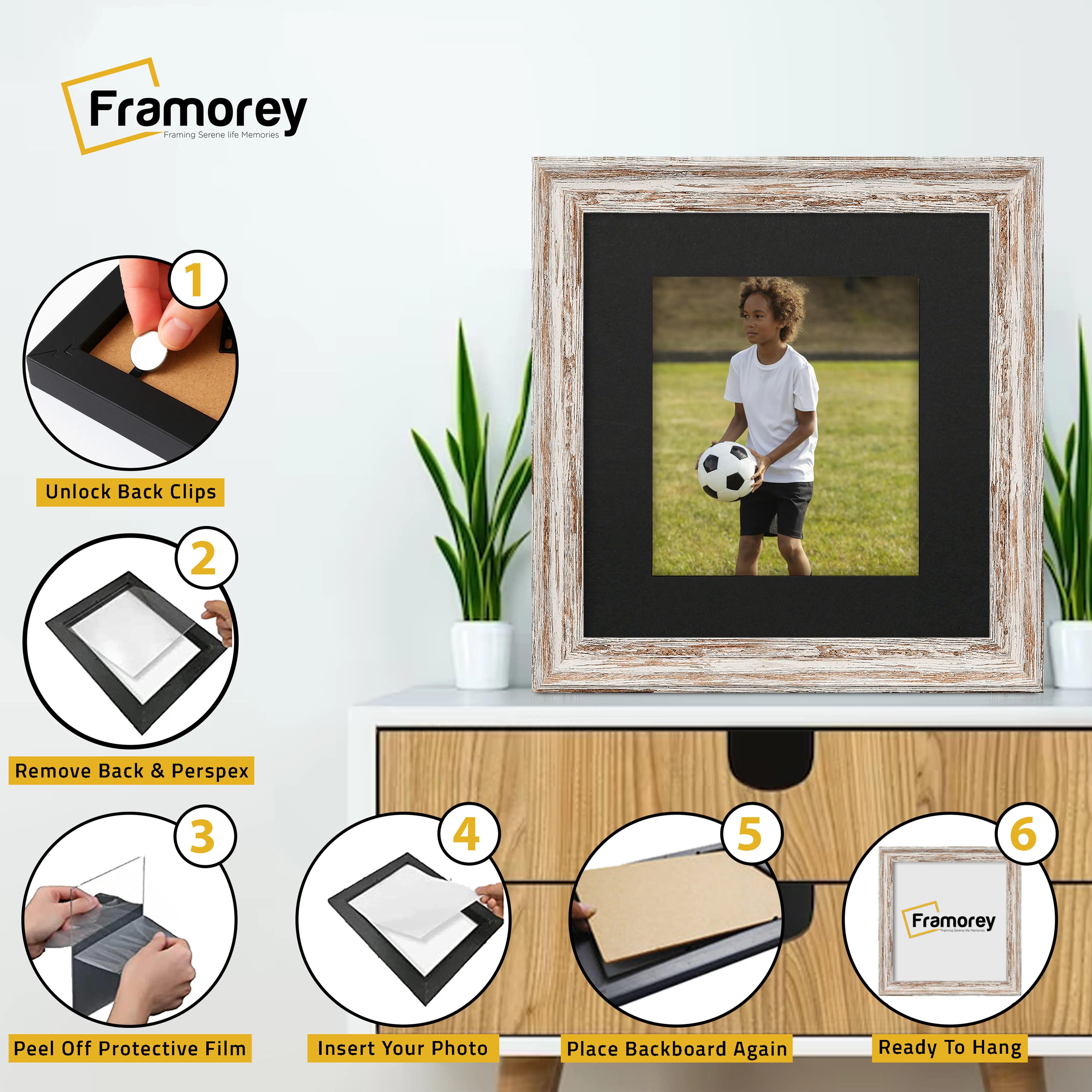 Square Walnut Picture Frame Vintage Distressed Frames With Black Mount