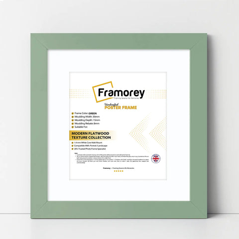 Square Size Green Picture Frame With White Mount