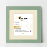 Square Size Green Picture Frame With Ivory Mount