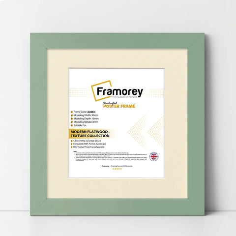 Square Size Green Picture Frame With Ivory Mount