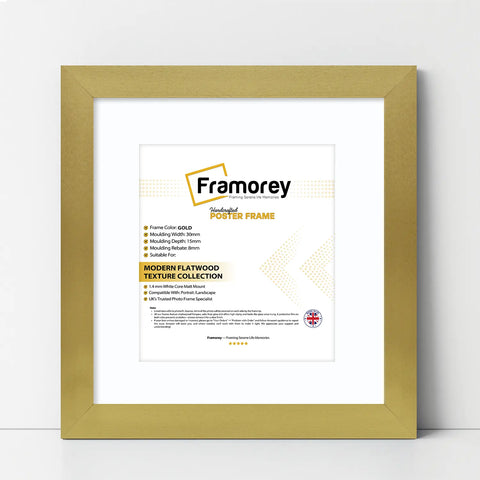 Square Size Gold Picture Frame With White Mount