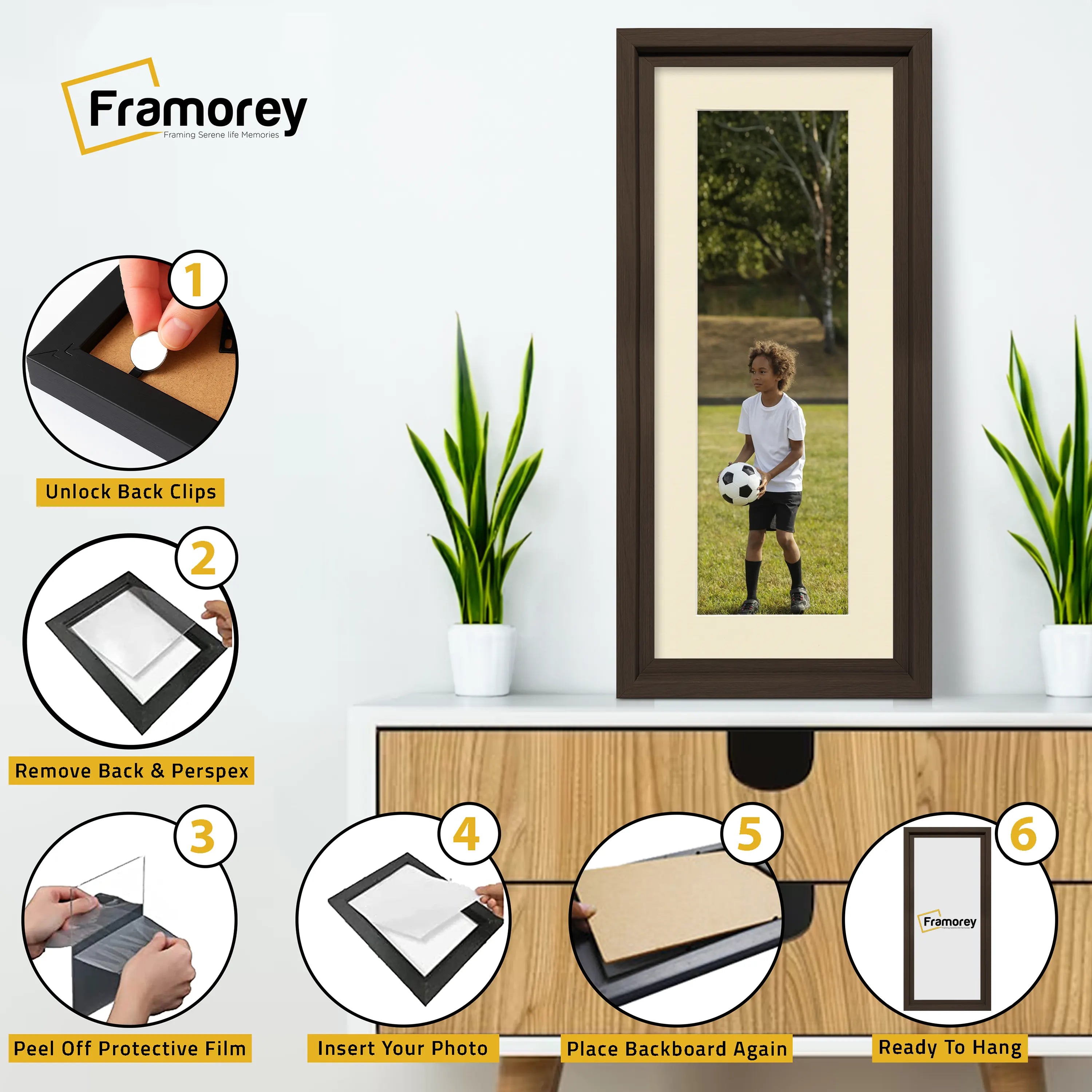 Panorama Style Walnut Oslo Picture Frames With Ivory Mount