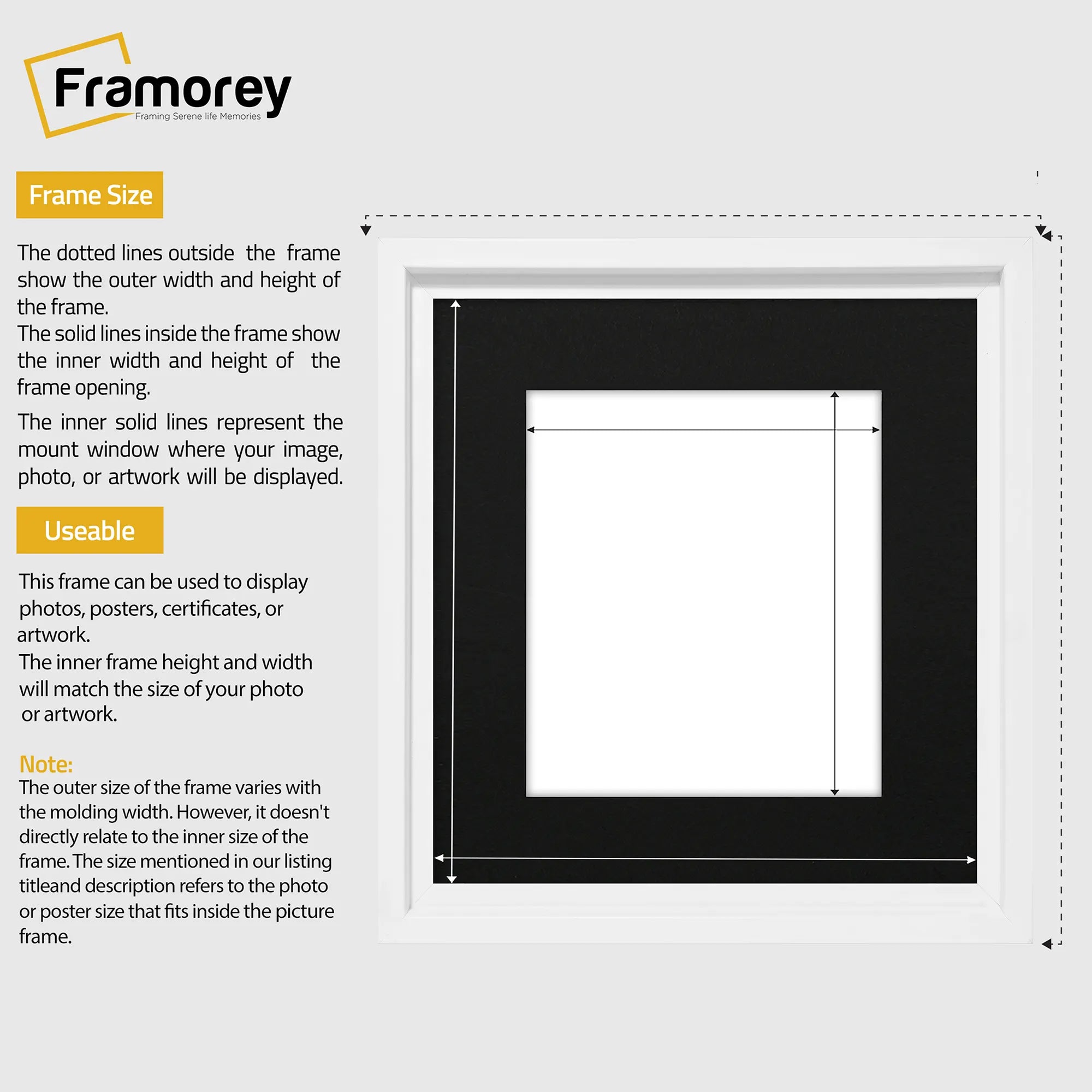 Square Size White Oslo Photo Frames Wall Art Frames With Black Mount