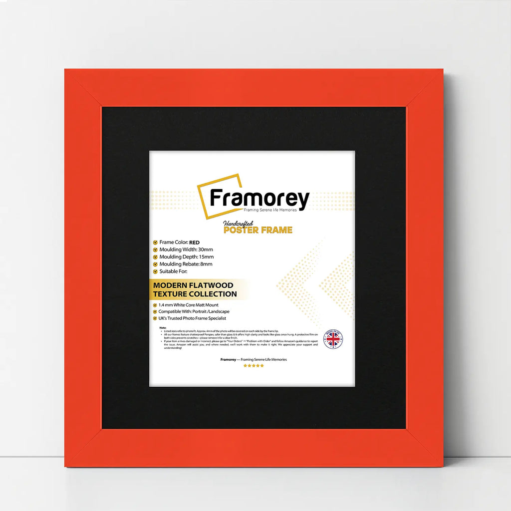 Square Size Red Picture Frame With Black Mount