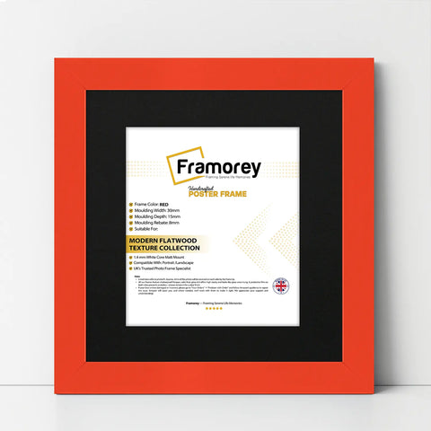 Square Size Red Picture Frame With Black Mount