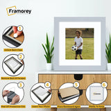 Square Size Light Grey Picture Frame With White Mount