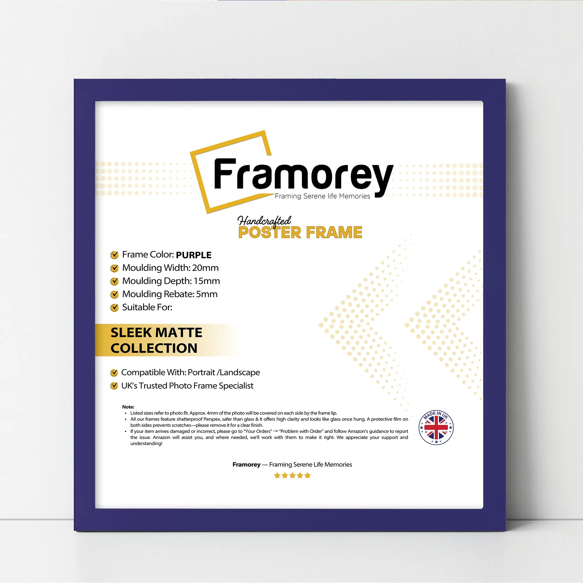 Square Size Purple Thin Matt Picture Frame Poster Frames