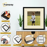 Square Size Thin Matt Black Picture Frames with Ivory Mount