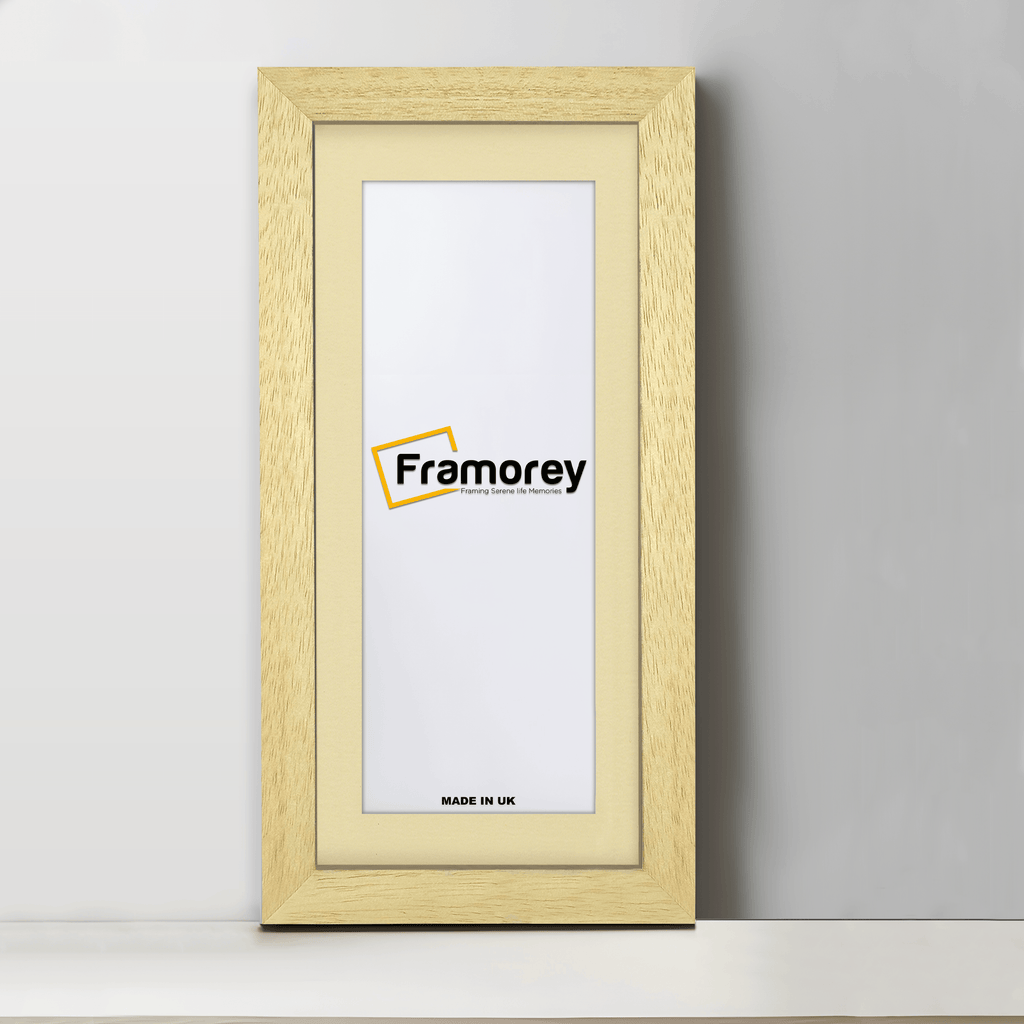 Panoramic Natural Solid Wood Poster Frames With Ivory Mount
