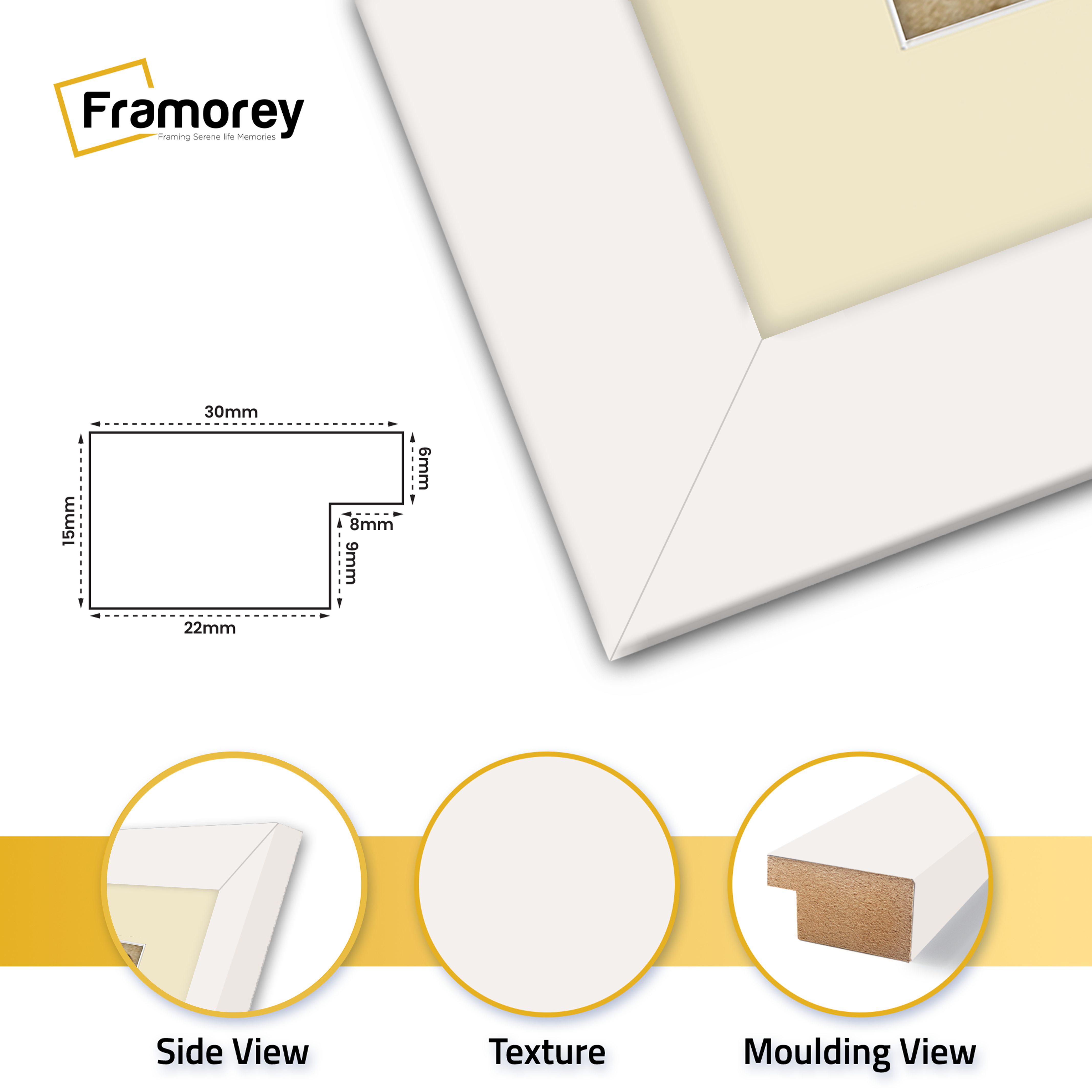 White Picture Frame With Ivory Mount
