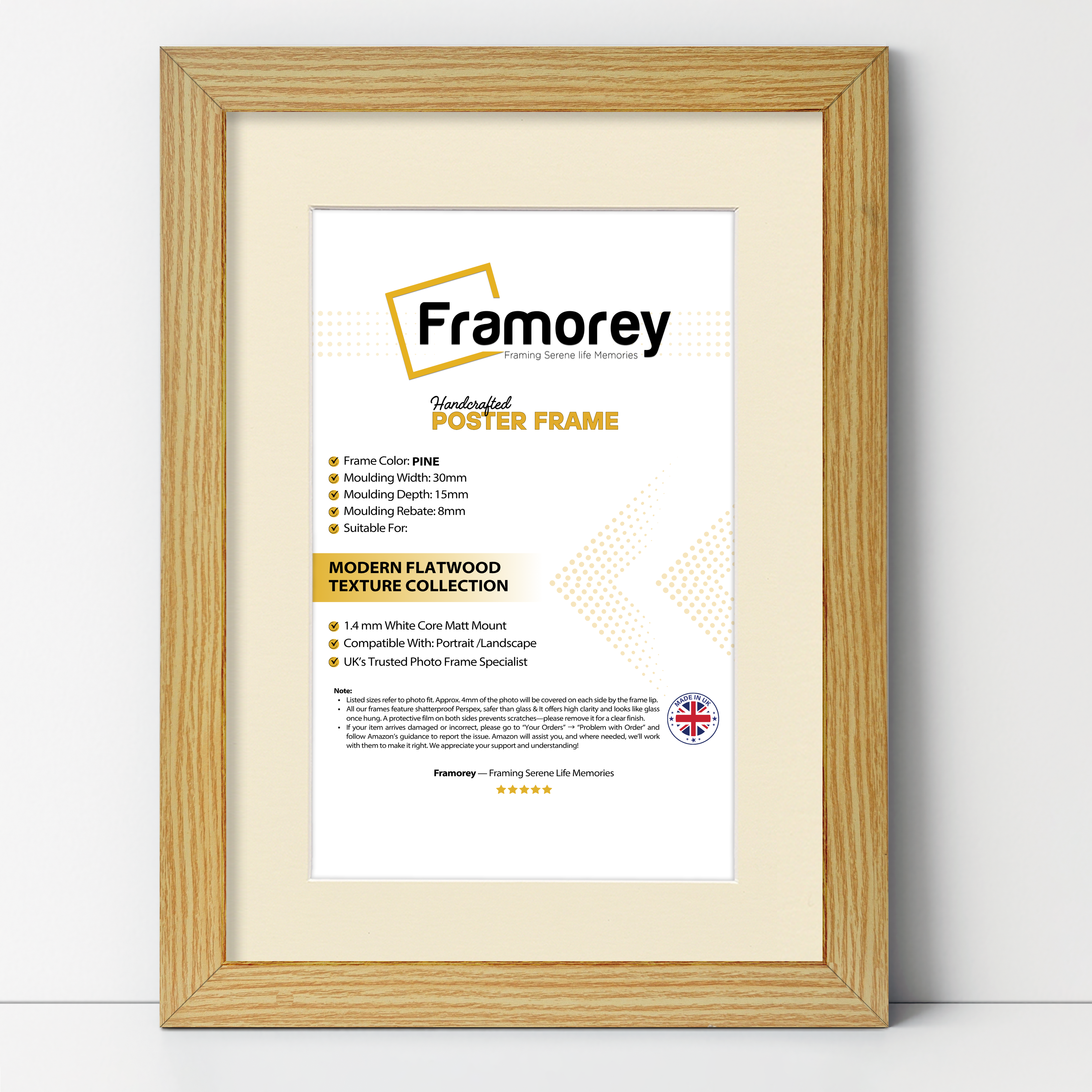 Pine Picture Frame With Ivory Mount