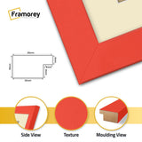 Square Size Red Picture Frame With Ivory Mount