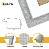 Panoramic Size Glitter Sparkle Silver Photo Frames With White Mount