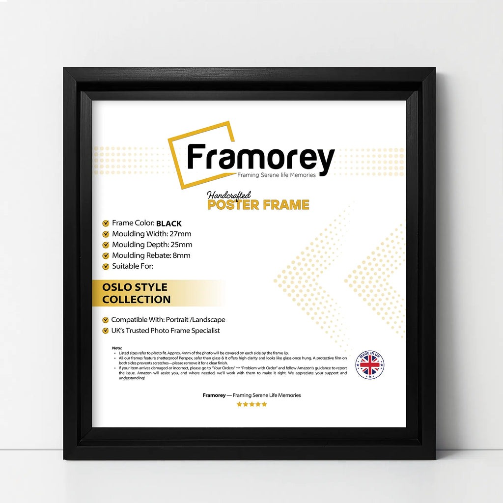 Square Size Black Oslo Photo Frames Wall Art Poster Frames