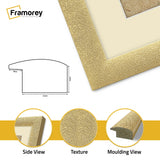 Panoramic Size Glitter Sparkle Gold Photo Frames With Ivory Mount