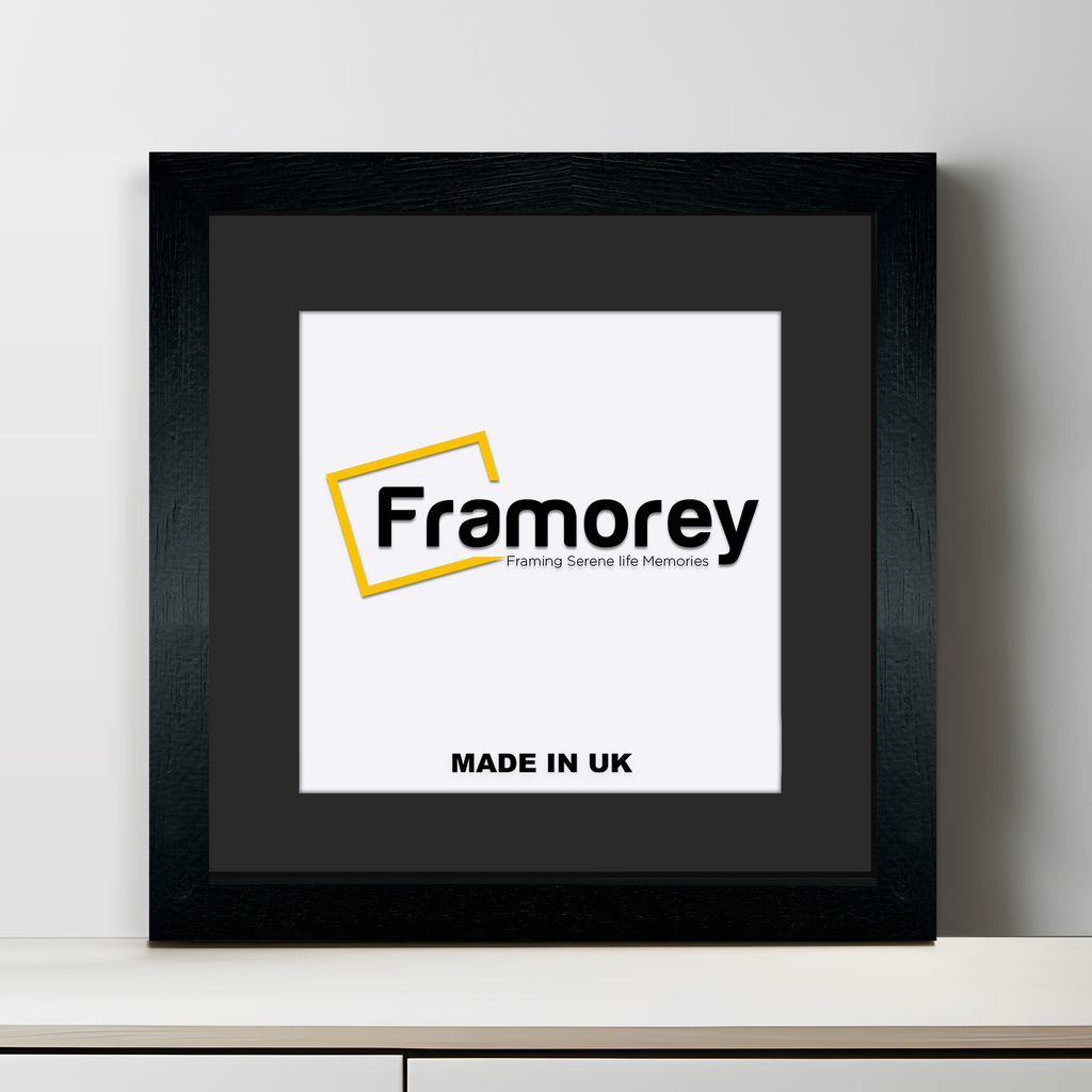 Square Solid Wood Black Picture Frames with Black Mount