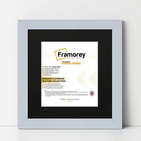 Square Size Light Grey Picture Frame With Black Mount