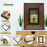 Walnut Wooden Picture Frames Big Step Style With Black Mount