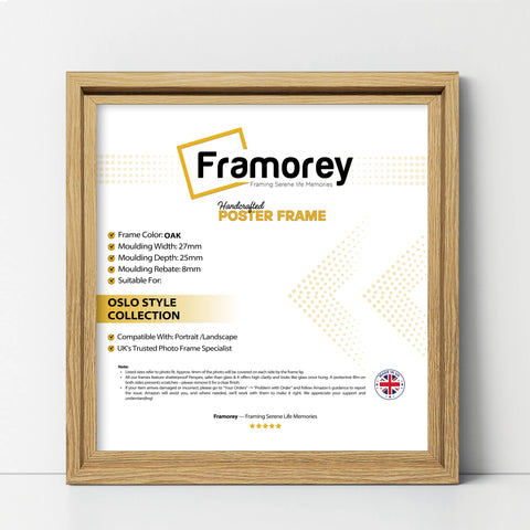 Square Size Oak Oslo Photo Frames Wall Art Poster Frames