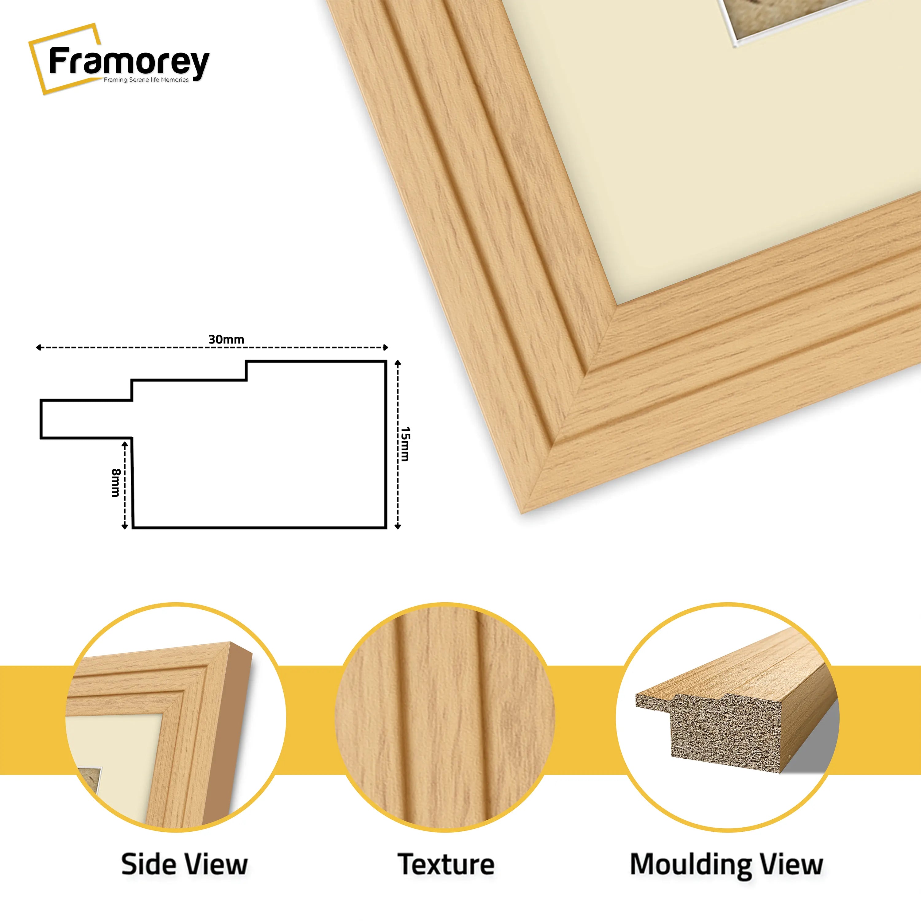 Panoramic Step Style Oak Photo Frame With Ivory  Mount