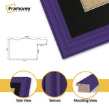 Antique Style Panoramic Purple Picture Frame Wall Art With Black Mount