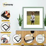 Square Size Thin Matt Green Picture Frames With White Mount
