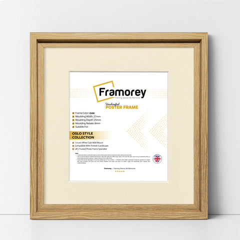 Square Size Oak Oslo Photo Frames Wall Art Frames With Ivory Mount