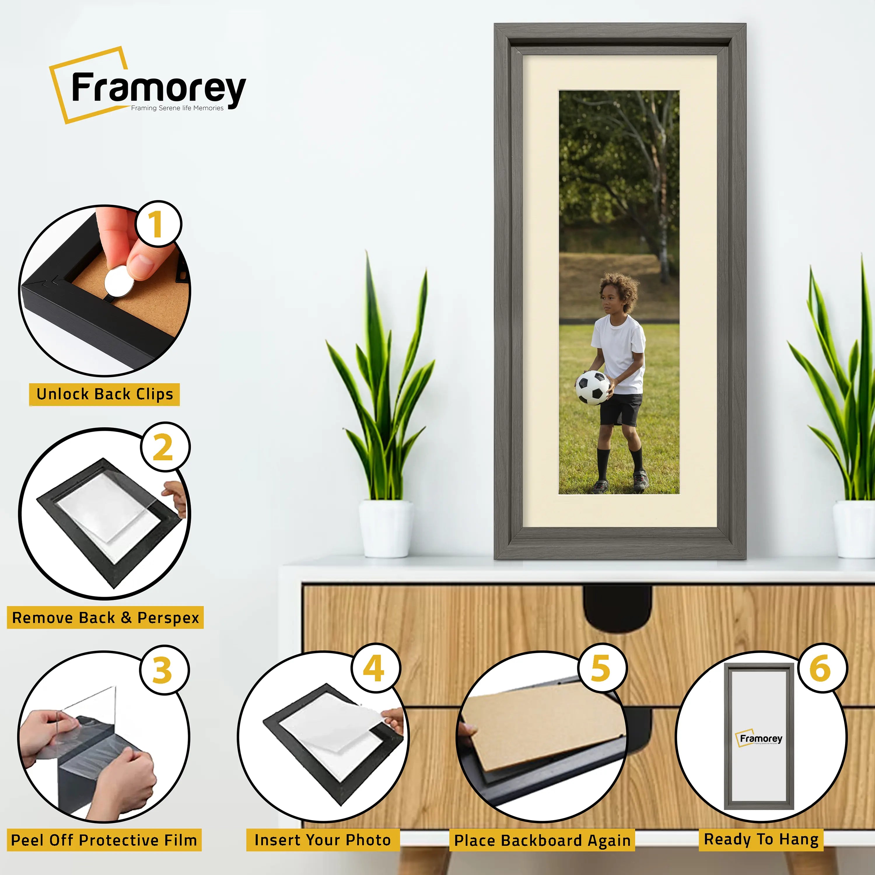 Panorama Style Grey Oslo Picture Frames With Ivory Mount