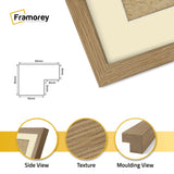 Square Size Oak Thin Matt Picture Frames With Ivory Mount