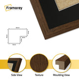 Square Size Thin Matt Walnut Picture Frames With Black Mount