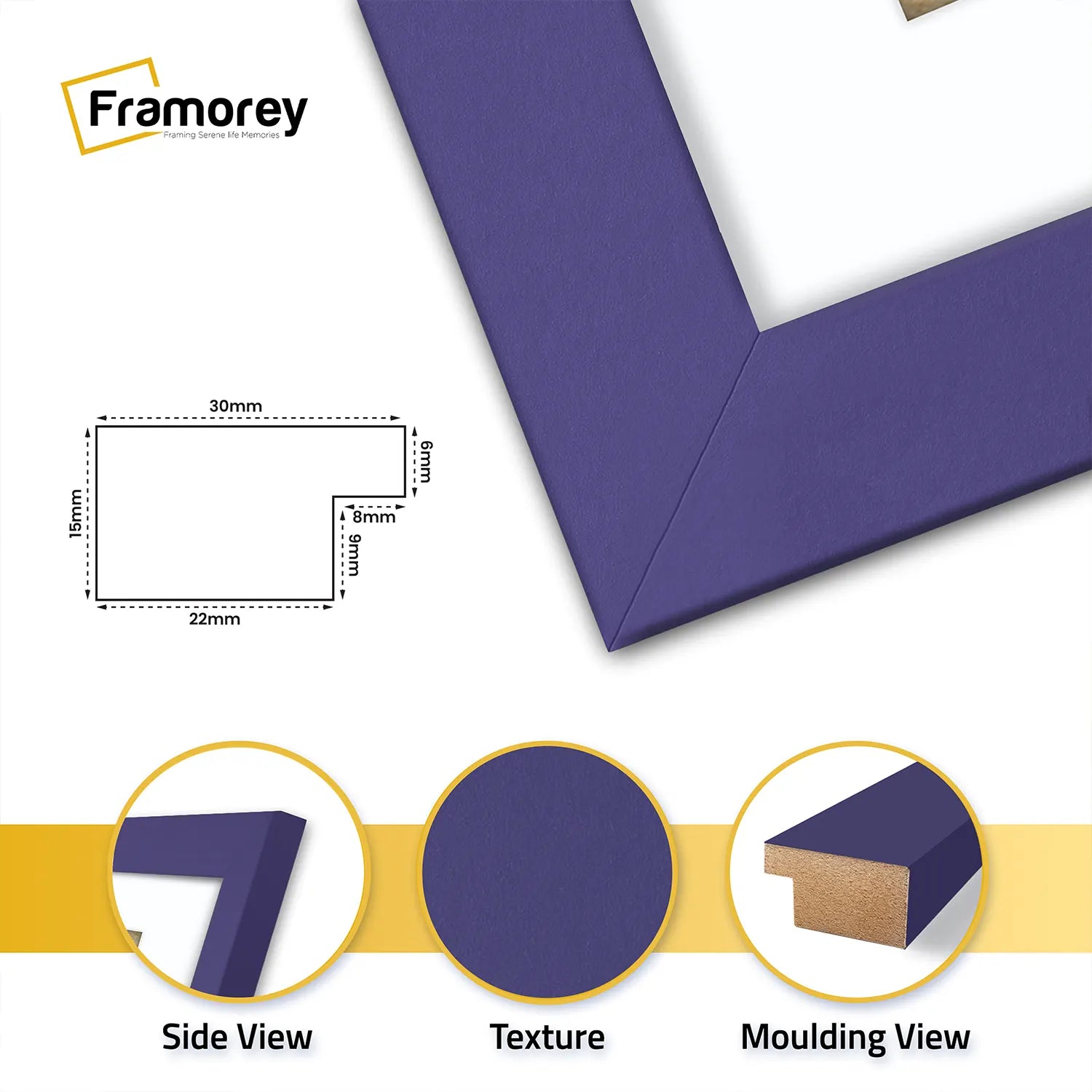 Square Size Purple Picture Frame With White Mount