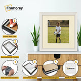 Antique Style Square Size White Picture Frame with Ivory Mount