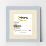 Square Size Light Grey Picture Frame With Ivory Mount