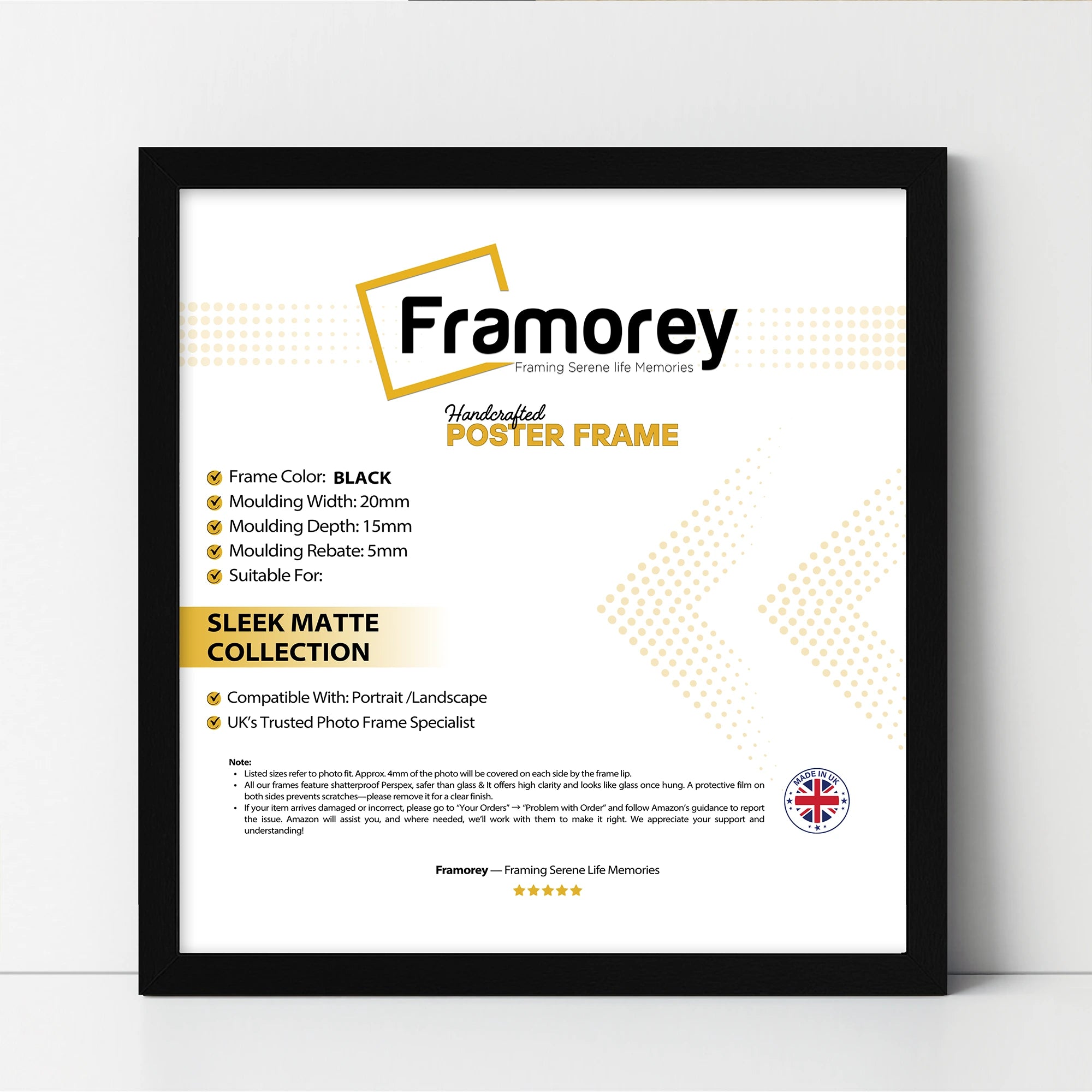 Square Size Black Picture Frames with Thin Matt Poster Frames