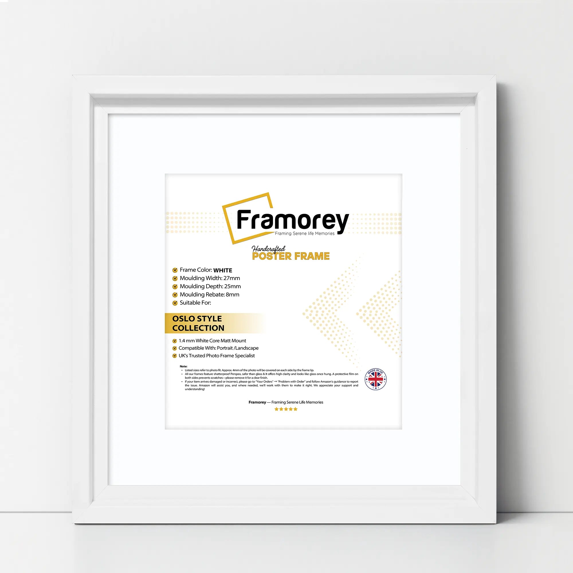 Square Size White Oslo Photo Frames Wall Art Frames With White Mount