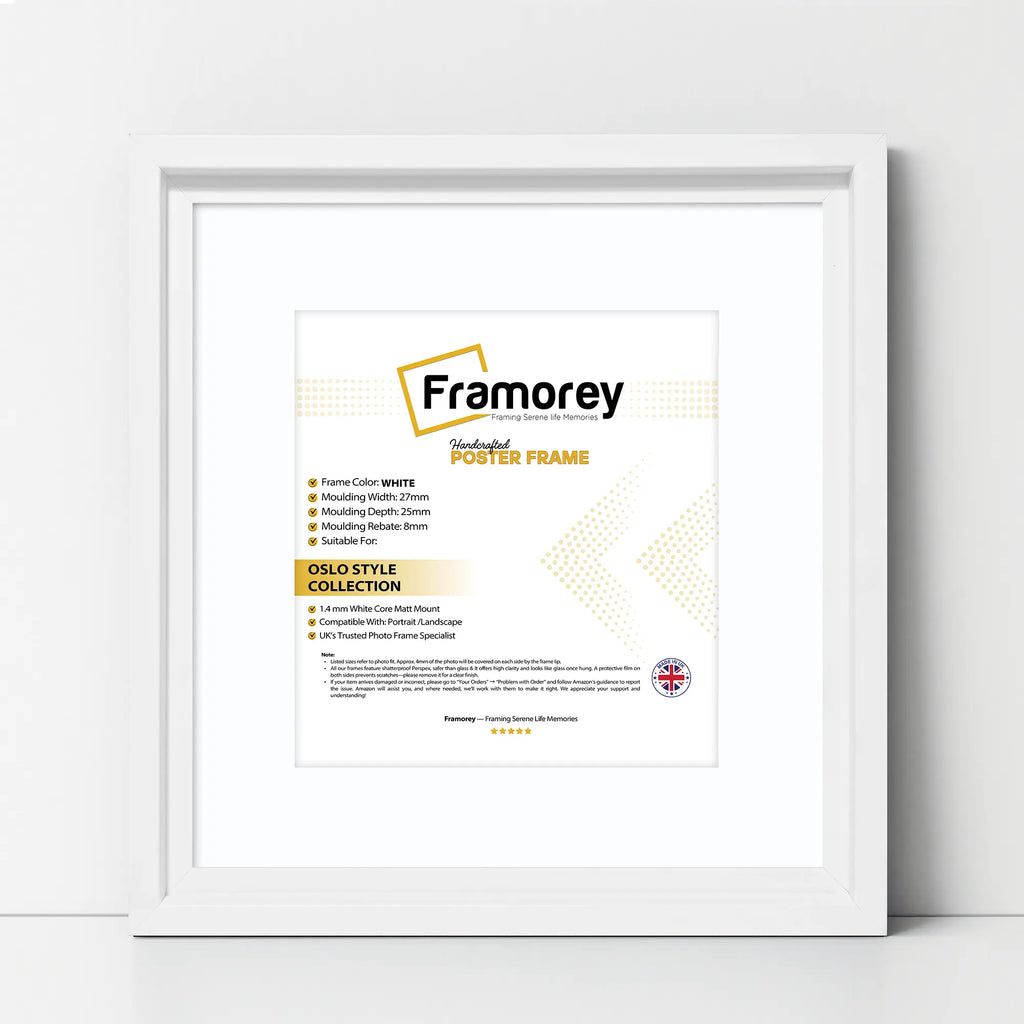 Square Size White Oslo Photo Frames Wall Art Frames With White Mount