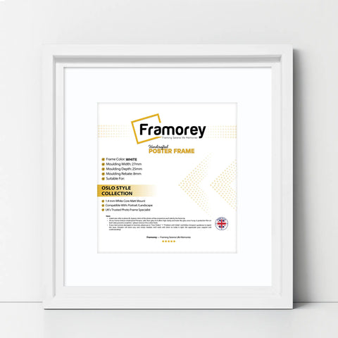 Square Size White Oslo Photo Frames Wall Art Frames With White Mount