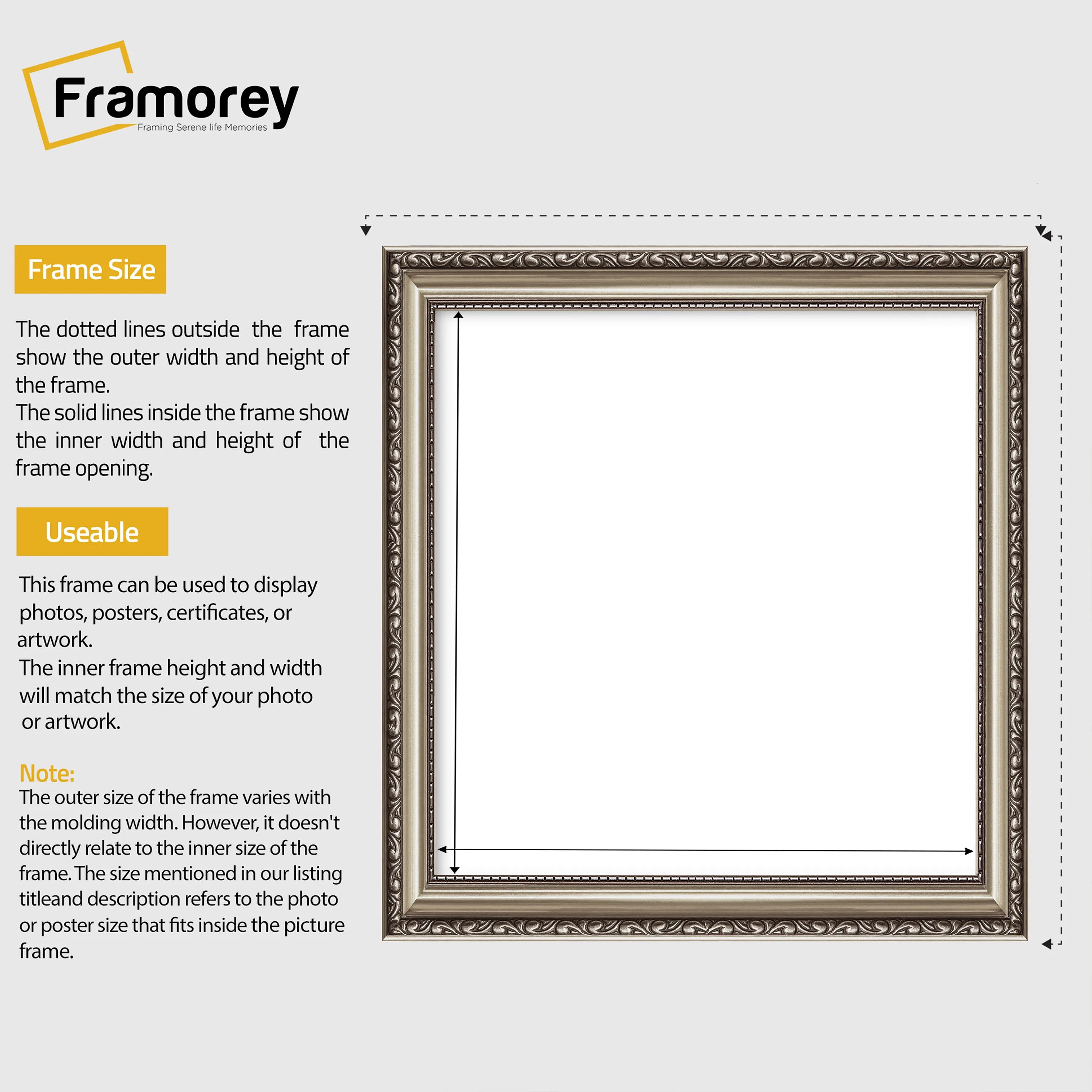 Square Size Gun Metal Shabby Picture Frame Photo Frames