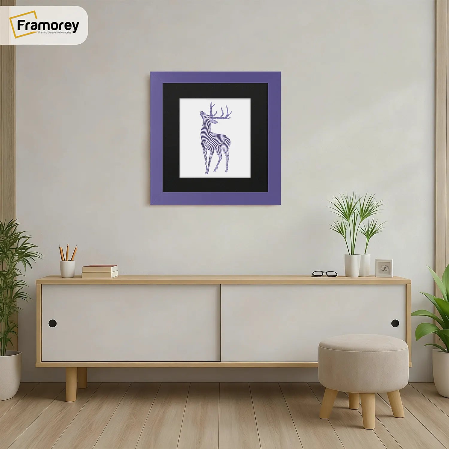 Square Size Purple Picture Frame With Black Mount