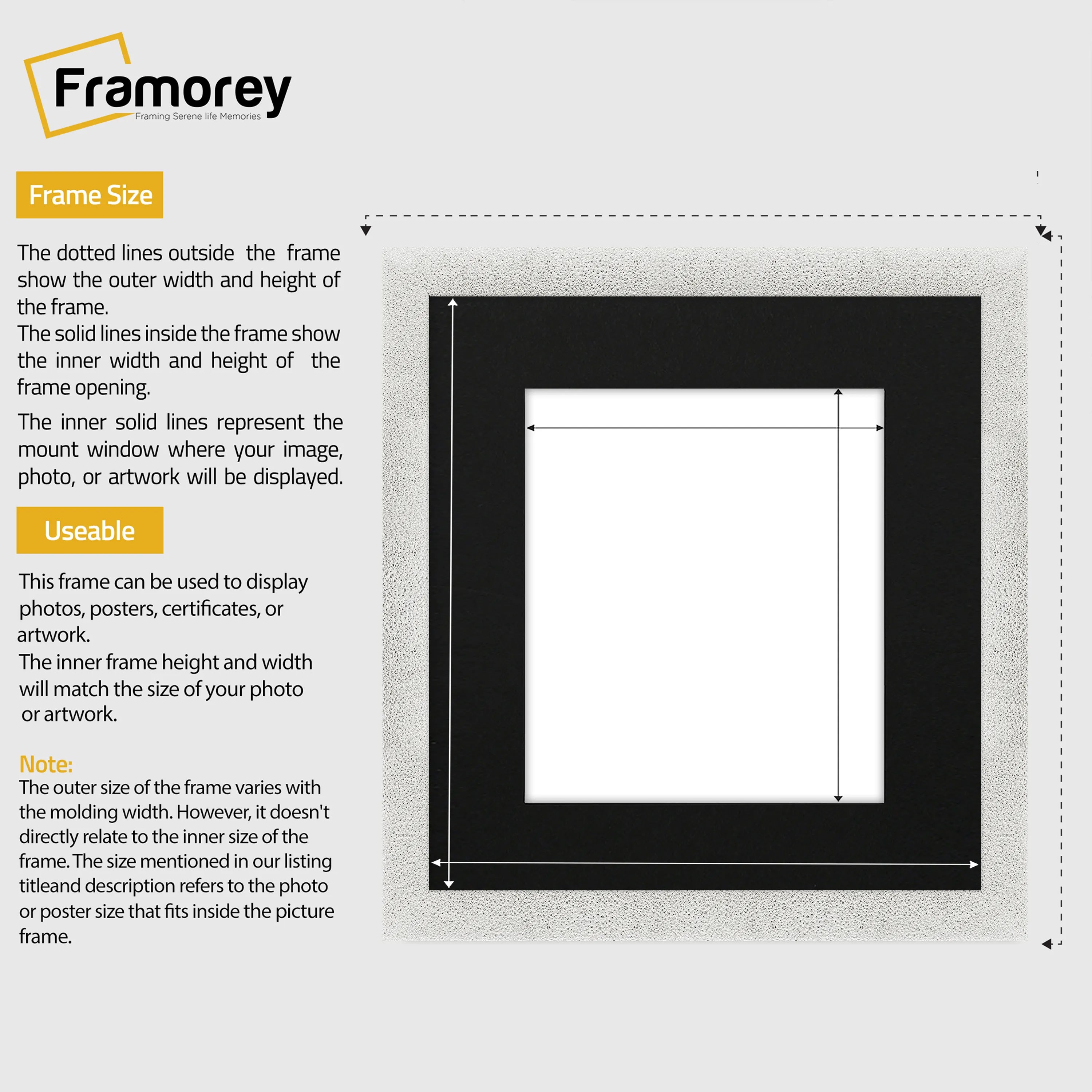 Square Picture Frame White Glitter Sparkle Photo Frames With Black Mount