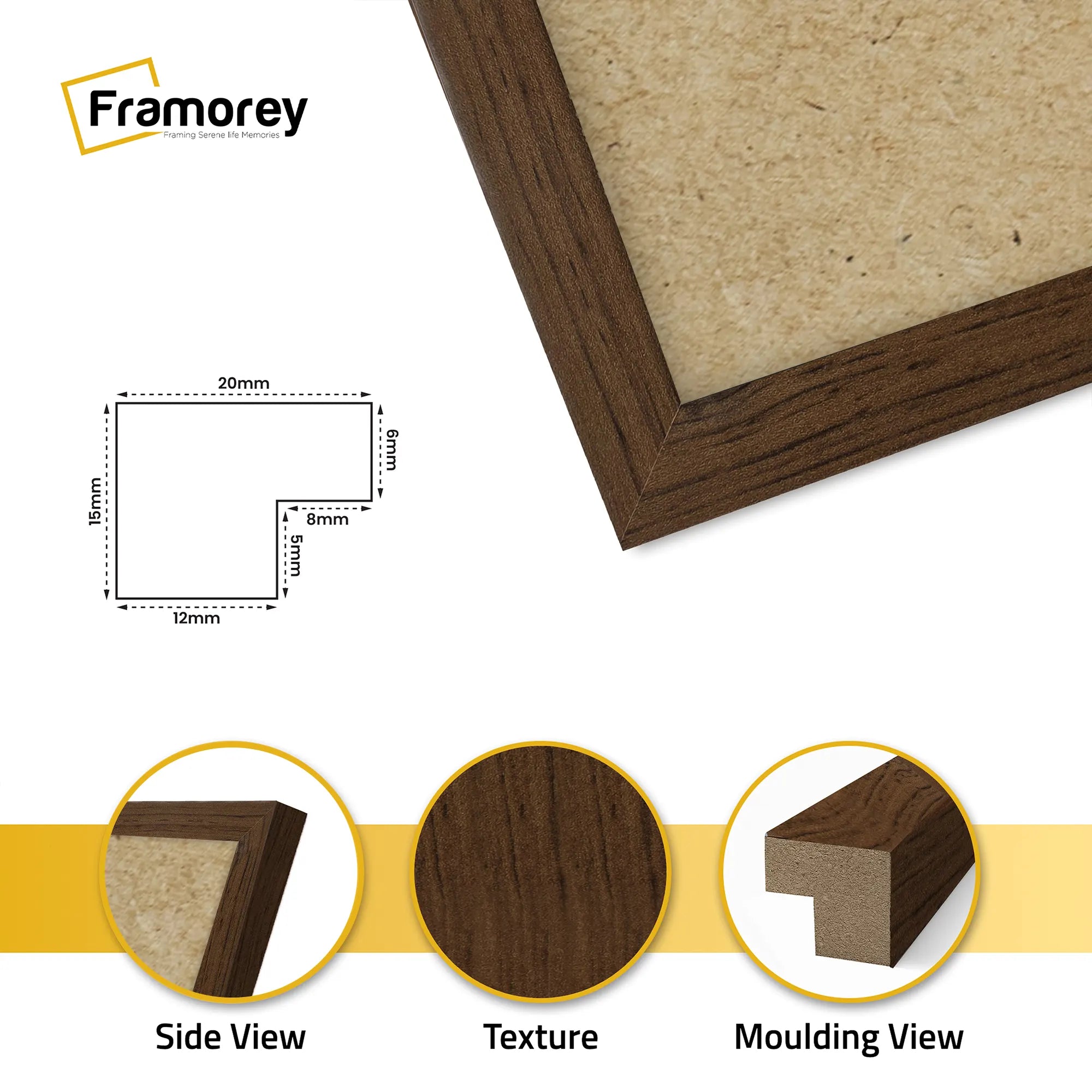 Square Size Walnut Thin Matt Picture Frame Poster Frames