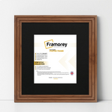 Step Style Square Size Walnut Picture Frame With Black Mount