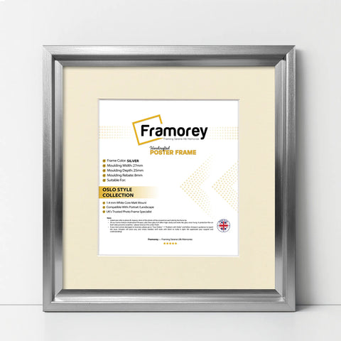Square Size Silver Oslo Photo Frames Wall Art Frames With Ivory Mount