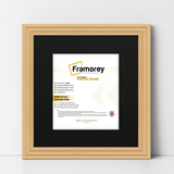Step Style Square Size Oak Picture Frame With Black Mount