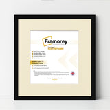 Square Size Thin Matt Black Picture Frames with Ivory Mount