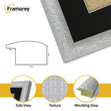 Panoramic Size Glitter Sparkle Silver Photo Frames With Black Mount