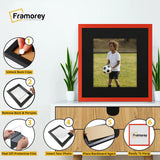 Square Size Red Thin Matt Picture Frames With Black Mount