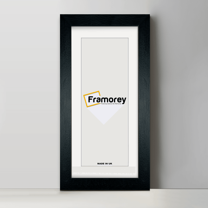 Panoramic Solid Wood Black Pictures Frames With White Mount